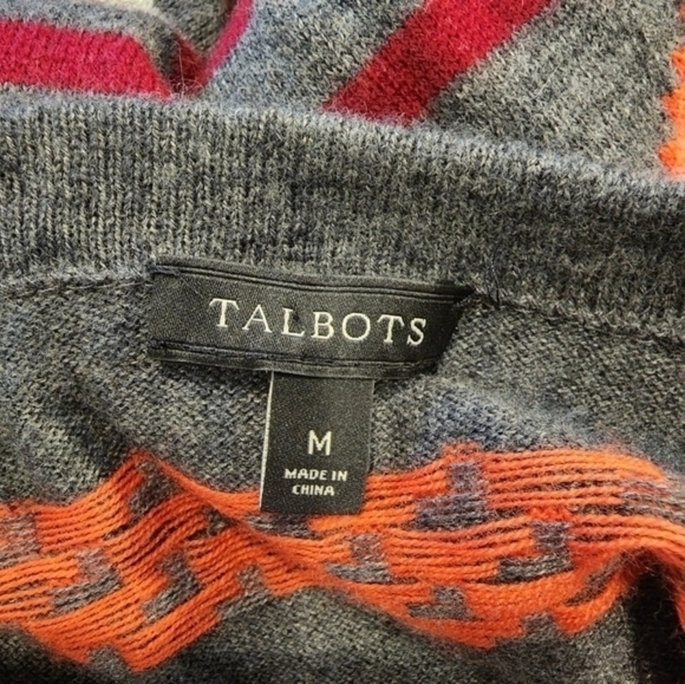 Talbots Lambswool Blend Geometric Pattern Size Me… - image 5